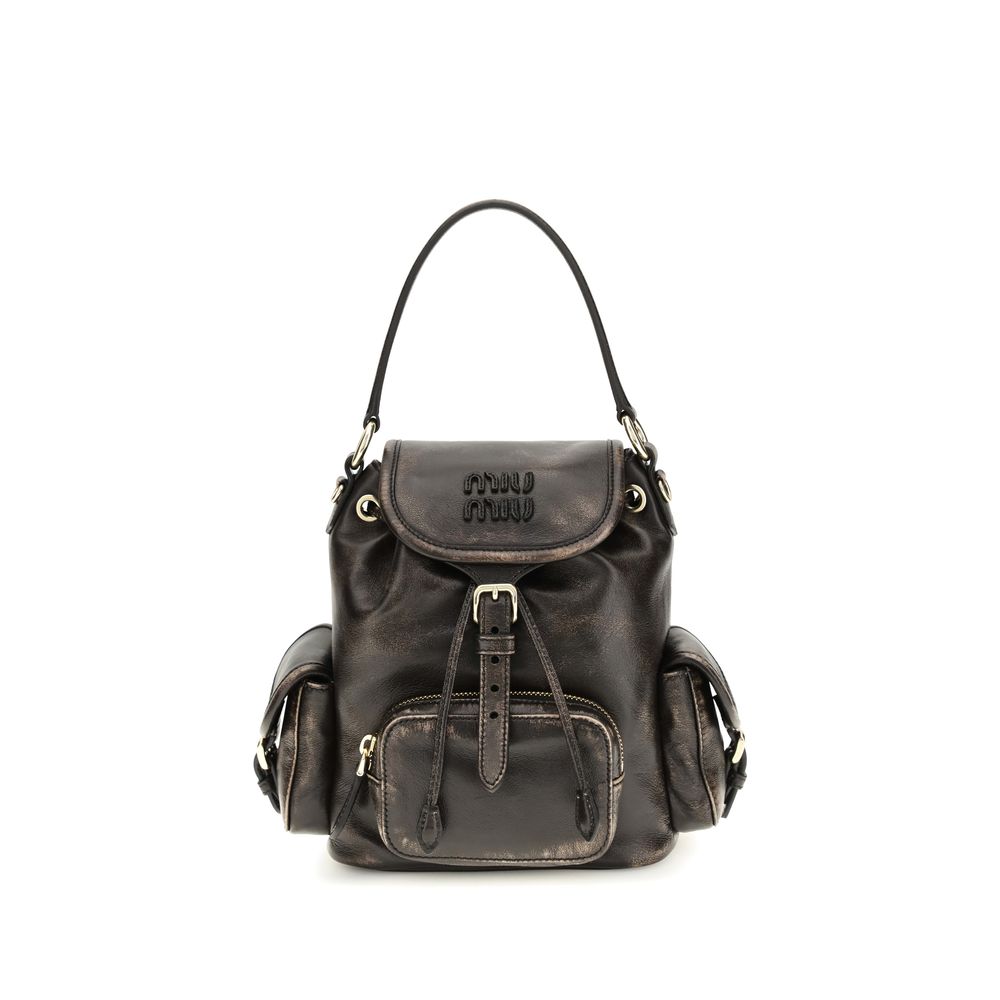 Miu Miu Brauner Kalbsleder-Rucksack Bos Taurus
