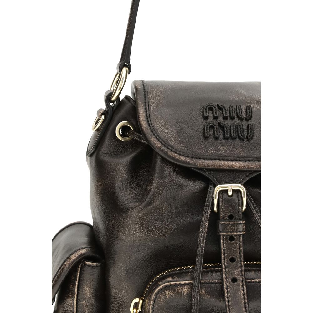 Miu Miu Brauner Kalbsleder-Rucksack Bos Taurus