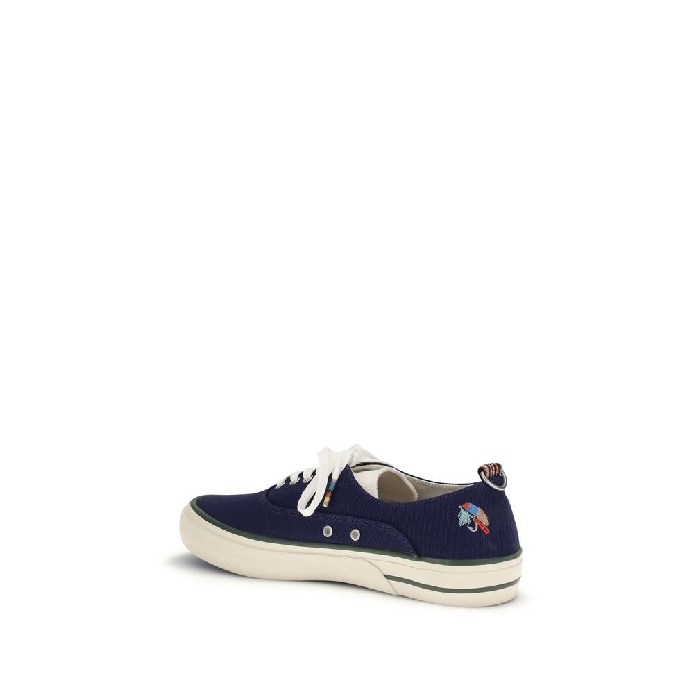 Barbour Blaue Low-Top-Sneaker aus Baumwolle