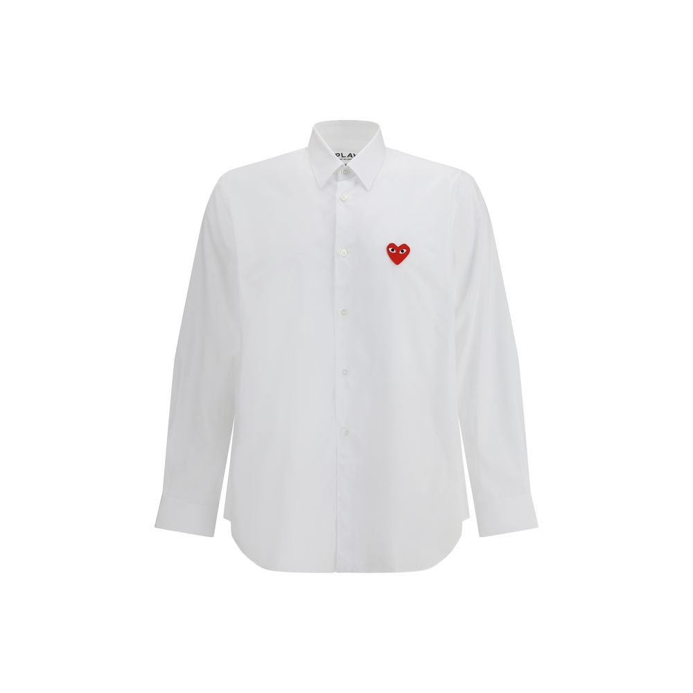 Comme Des Garçons Play Weißes Baumwollkleidhemd
