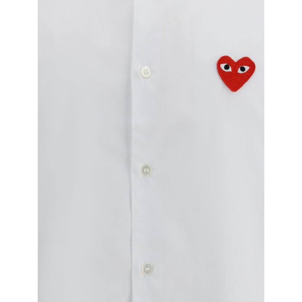 Comme Des Garçons Play Weißes Baumwollkleidhemd