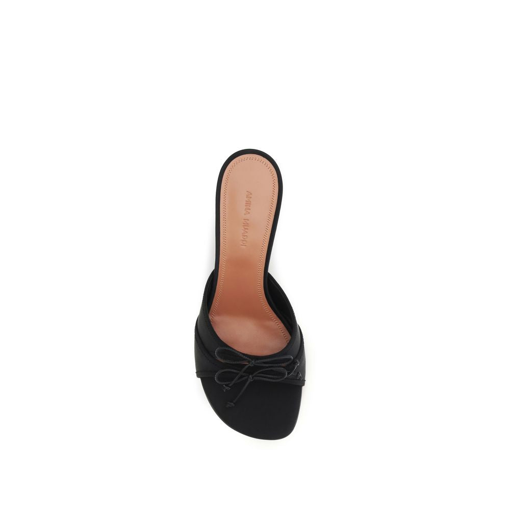 Amina Muaddi Schwarze Sandalen aus Seide