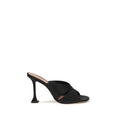 Amina Muaddi Schwarze Sandalen aus Seide