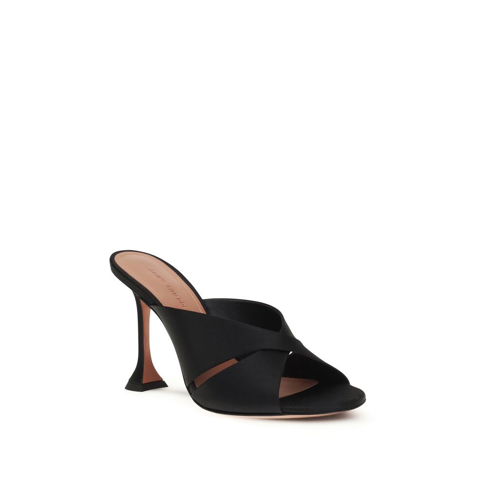 Amina Muaddi Schwarze Sandalen aus Seide