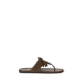 Prada Braune Kalbsleder Bos Taurus Flache Sandalen
