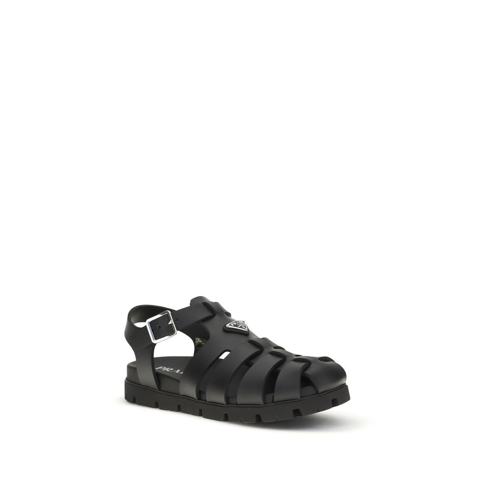 Prada Black Bos Taurus Calfskin Sandals