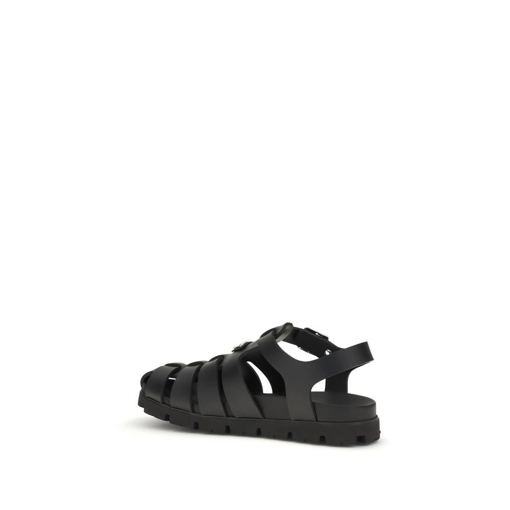 Prada Black Bos Taurus Calfskin Sandals
