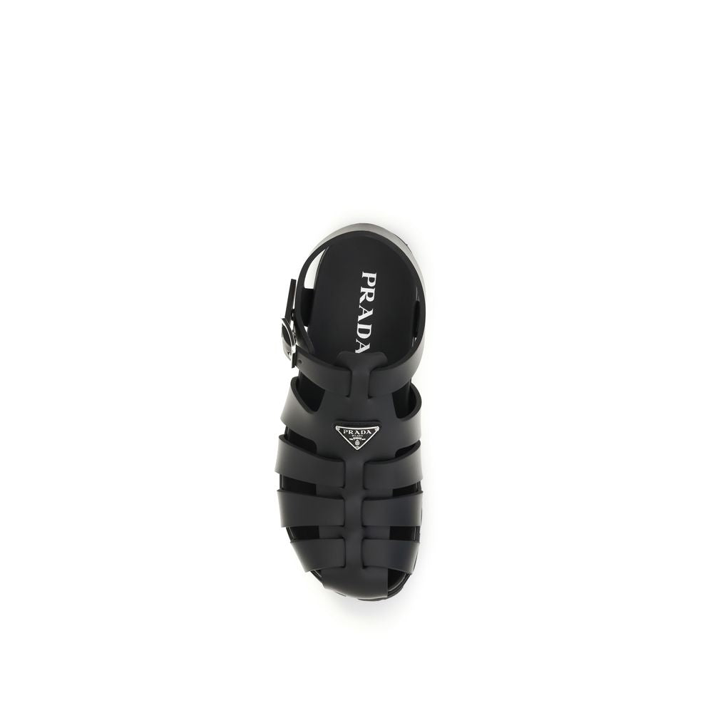 Prada Black Bos Taurus Calfskin Sandals