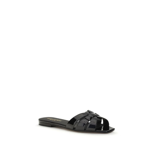 Saint Laurent Schwarze Bos Taurus Kalbsleder-Sandalen