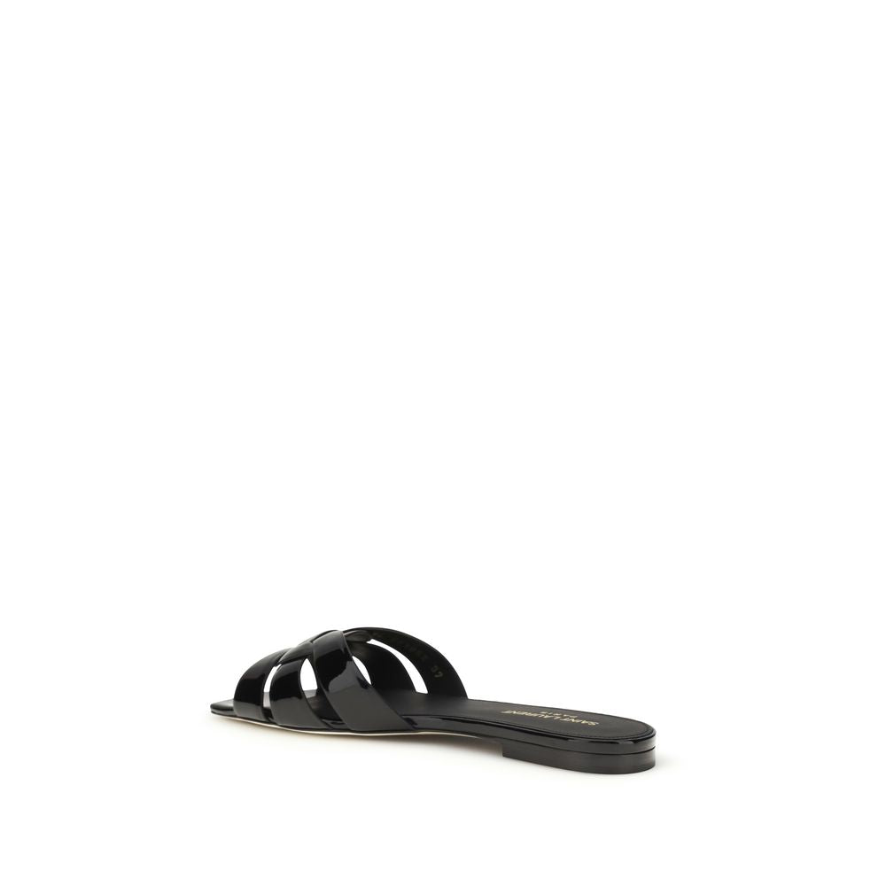 Saint Laurent Black Bos Taurus Calfskin Mules
