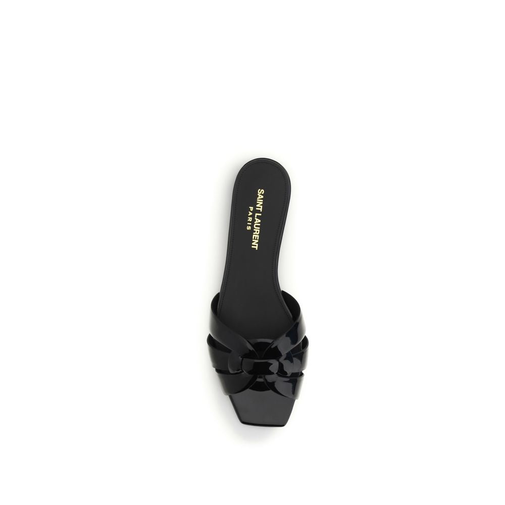 Saint Laurent Black Bos Taurus Calfskin Mules