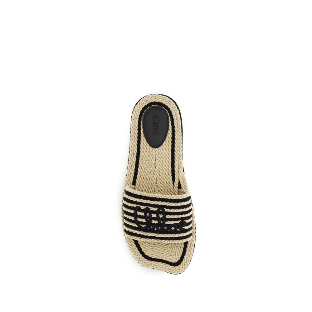 Chloé Mehrfarbige Raffia-Sandalen