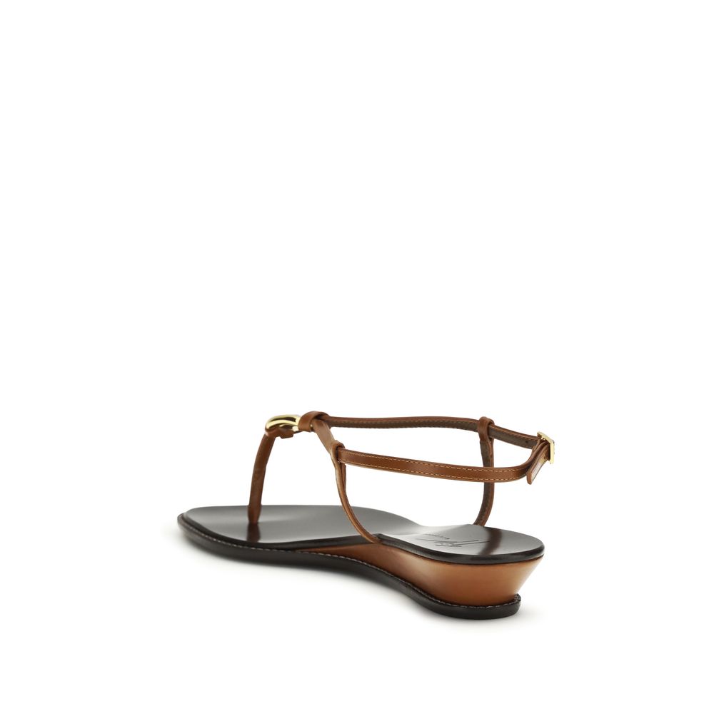 Giuseppe Zanotti Brown Calf Leather Wedge Sandals Bos Taurus