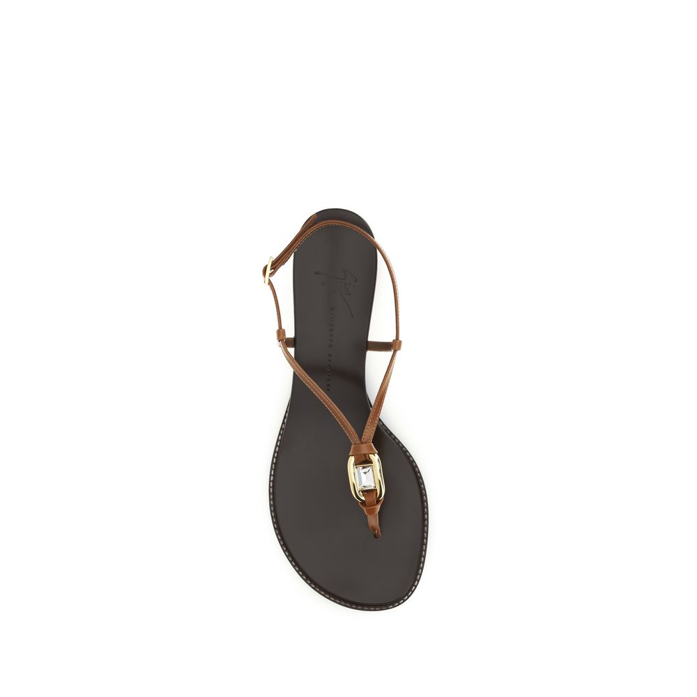 Giuseppe Zanotti Brown Calf Leather Wedge Sandals Bos Taurus