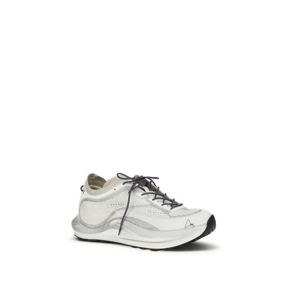 ROA White Athletic-Look Fabric Sneakers
