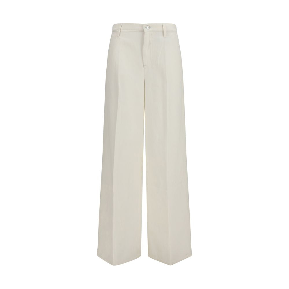 7FOR Weiße Baumwollhose im Casual-Look