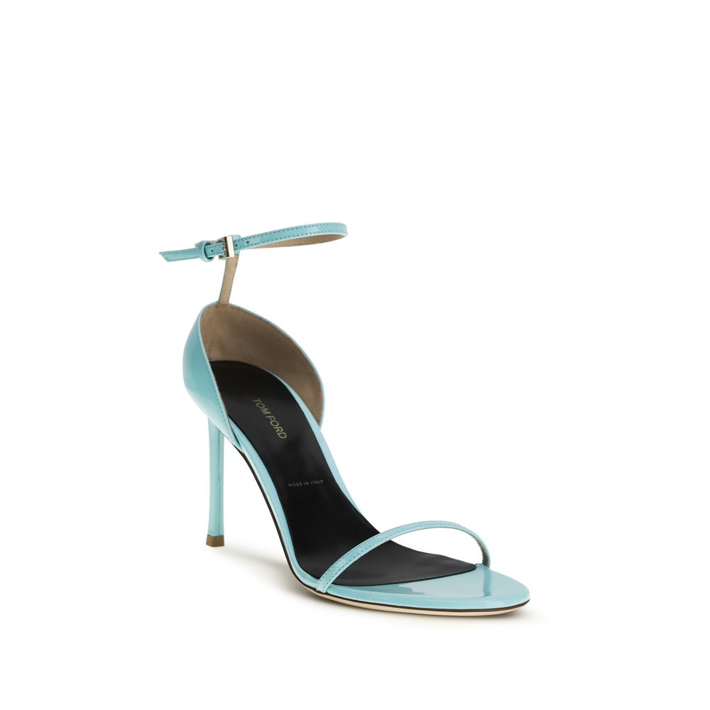 Tom Ford Stiletto Sandals in Blue Calfskin Bos Taurus