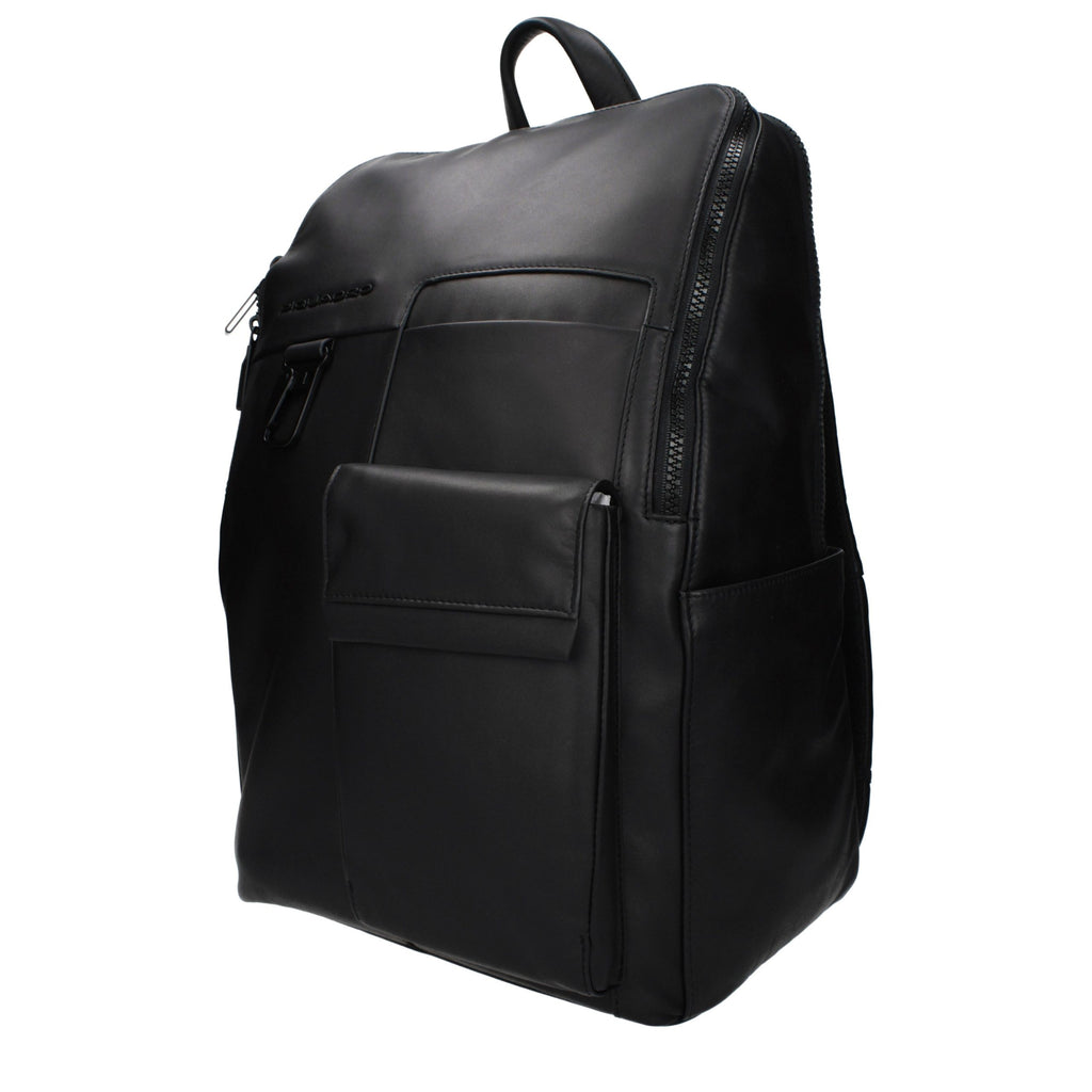 Piquadro Schwarzer Lederrucksack