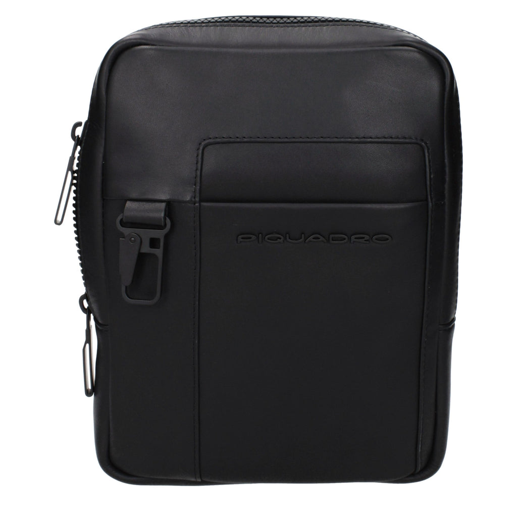 Piquadro Schwarze Leder Umhängetasche