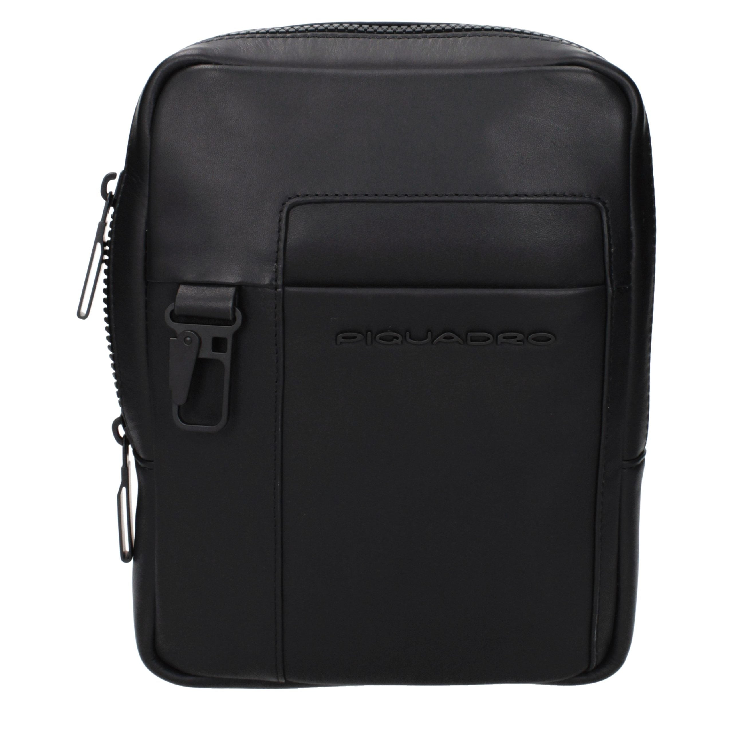 Piquadro Schwarze Leder Umhängetasche