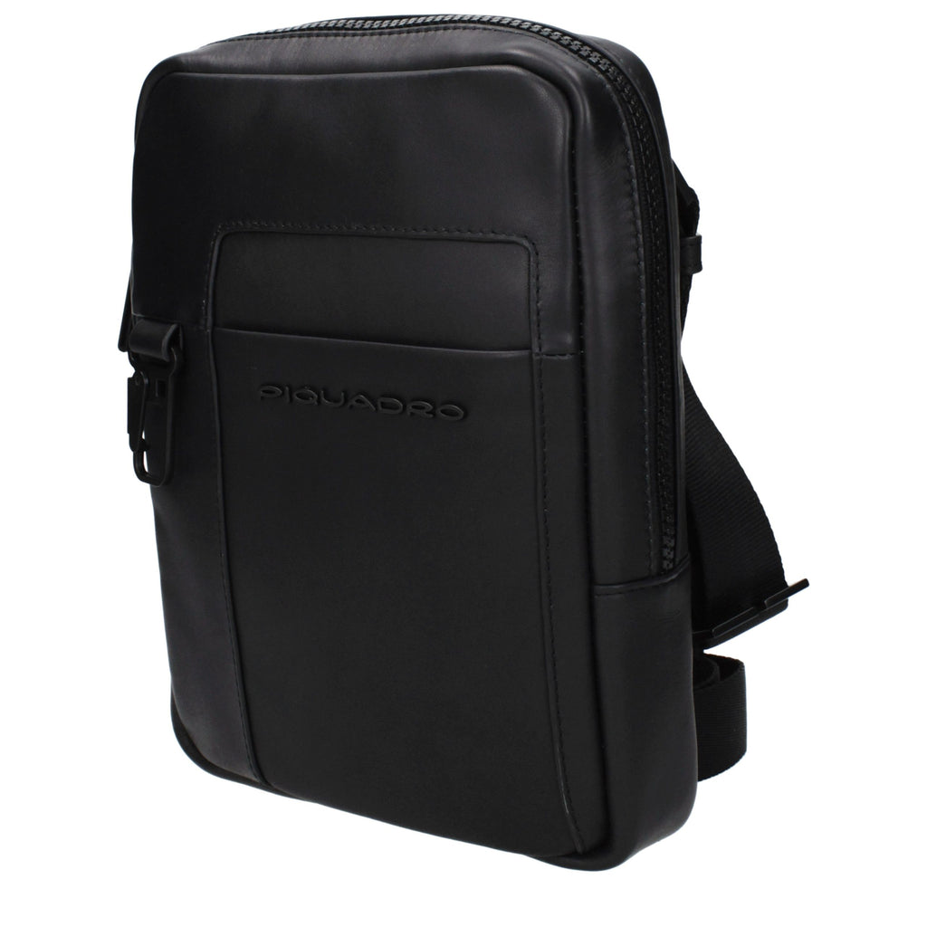 Piquadro Schwarze Leder Umhängetasche