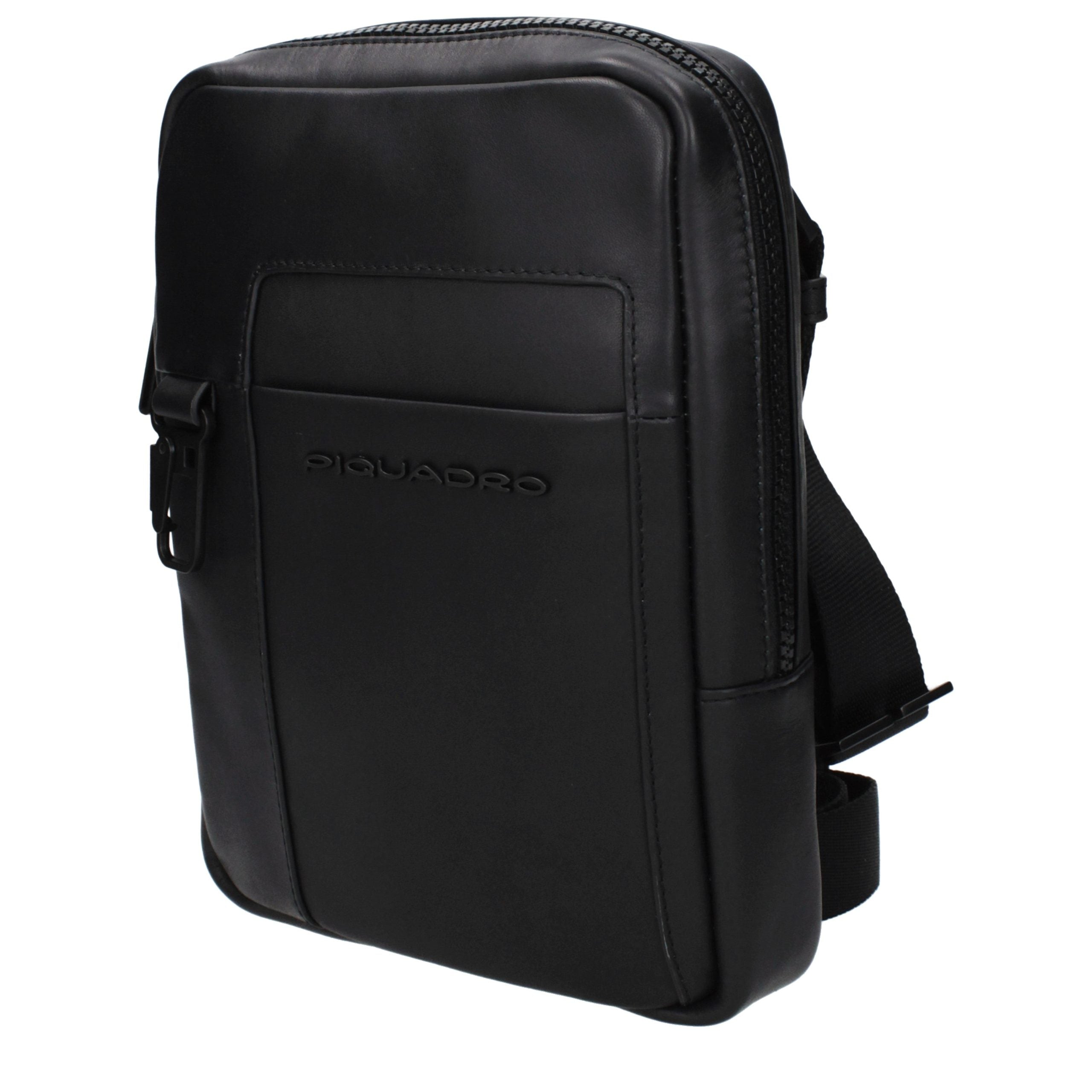 Piquadro Schwarze Leder Umhängetasche
