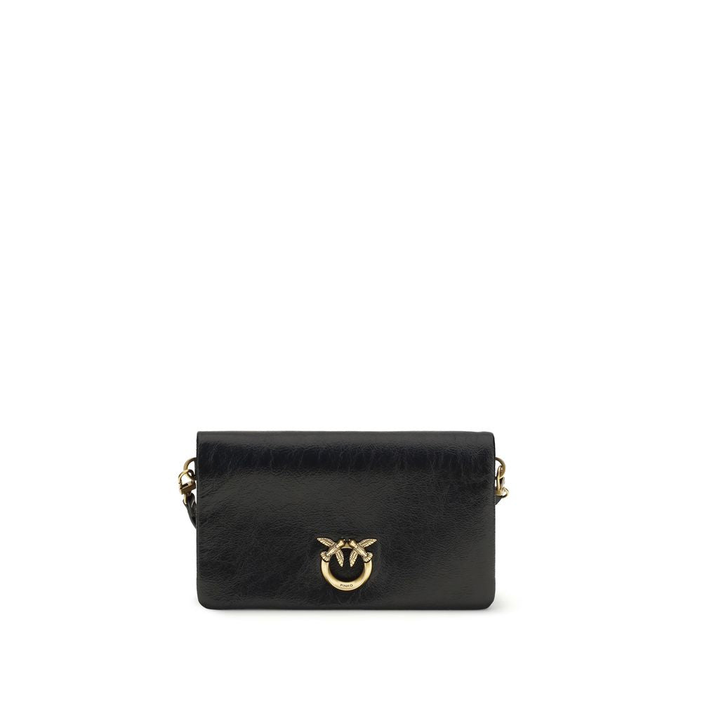 PINKO Schwarze Bos Taurus Kalbsleder Schultertasche