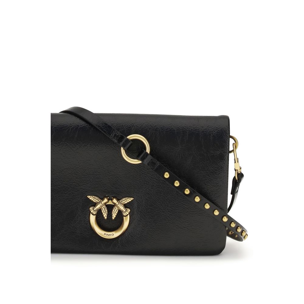 PINKO Schwarze Bos Taurus Kalbsleder Schultertasche