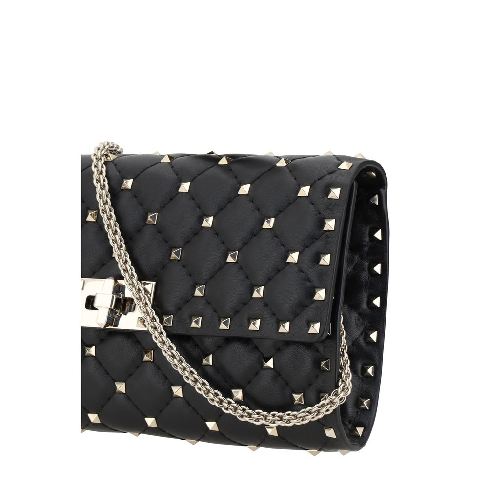 Valentino Garavani Schwarze Bos Taurus Kalbsleder Schultertasche