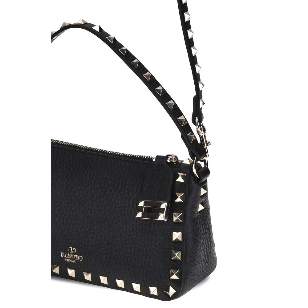 Valentino Garavani Schwarze Bos Taurus Kalbsleder Schultertasche