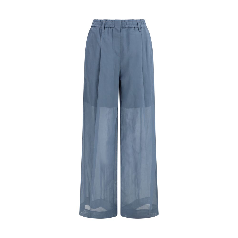 Brunello Cucinelli Blue Cotton Casual Trousers