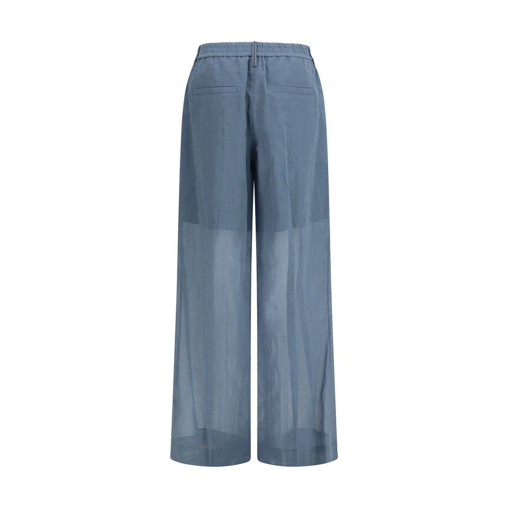 Brunello Cucinelli Blue Cotton Casual Trousers
