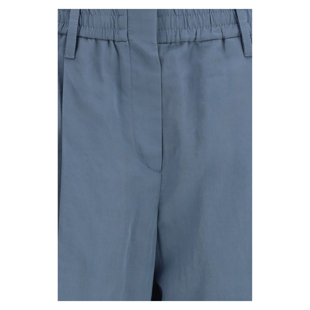 Brunello Cucinelli Blue Cotton Casual Trousers