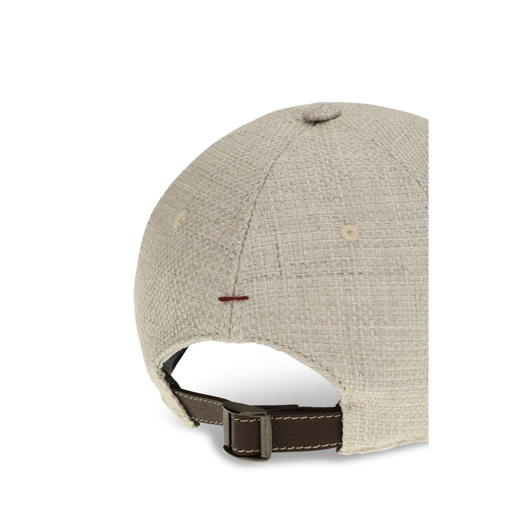 Brunello Cucinelli Beige Seidenkappe (Baseballkappe)