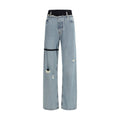 ALAINPAUL Blue High-Waist Cotton Jeans