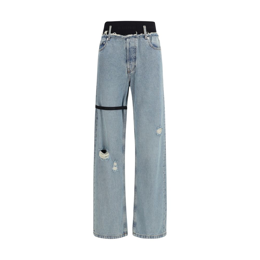 ALAINPAUL Blue High-Waist Cotton Jeans