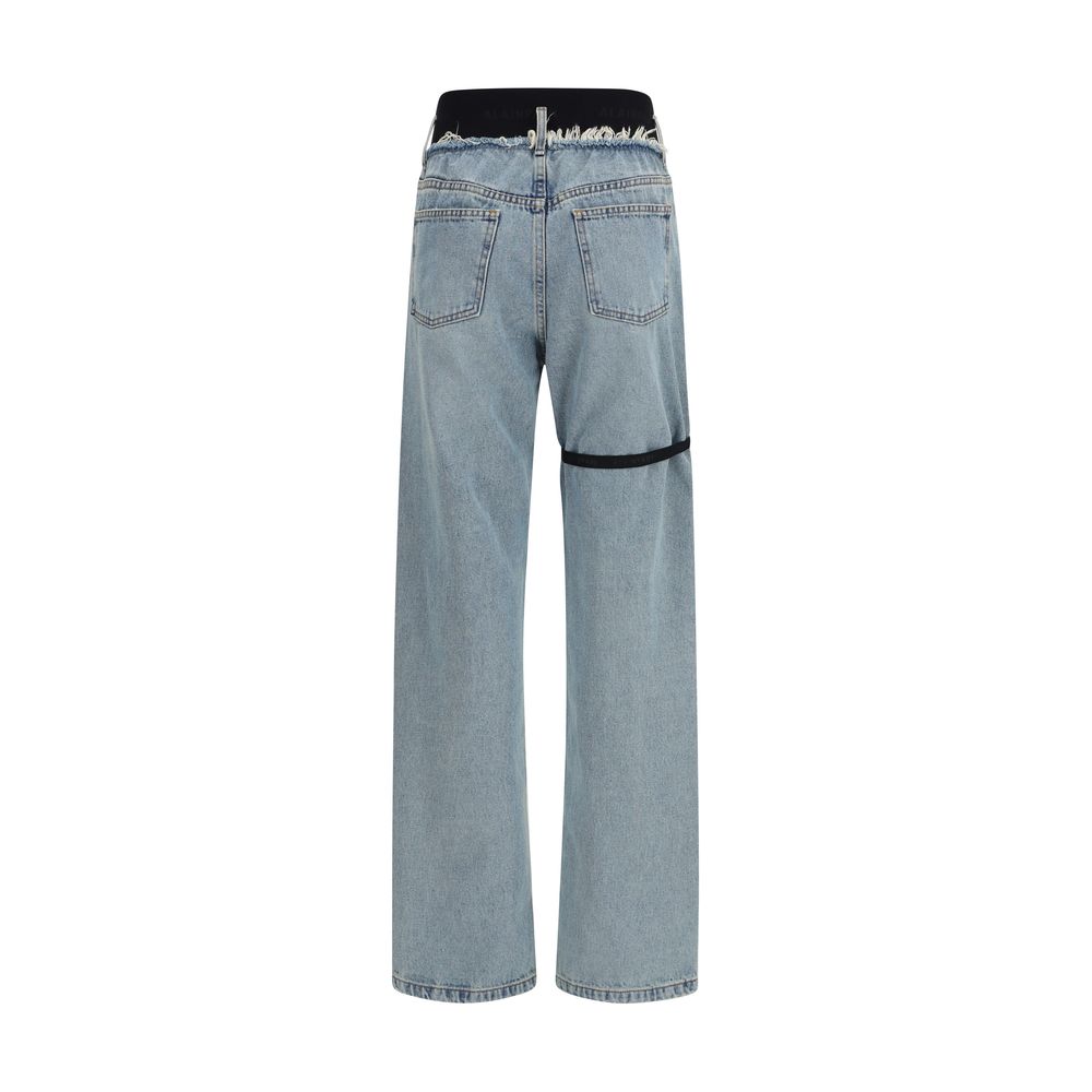 ALAINPAUL Blue High-Waist Cotton Jeans
