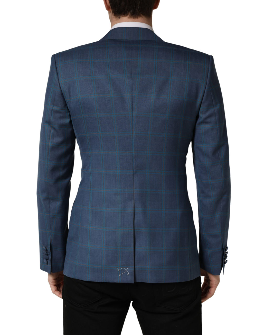 Dolce & Gabbana Men's Blue Plaid Double-Breasted Blazer