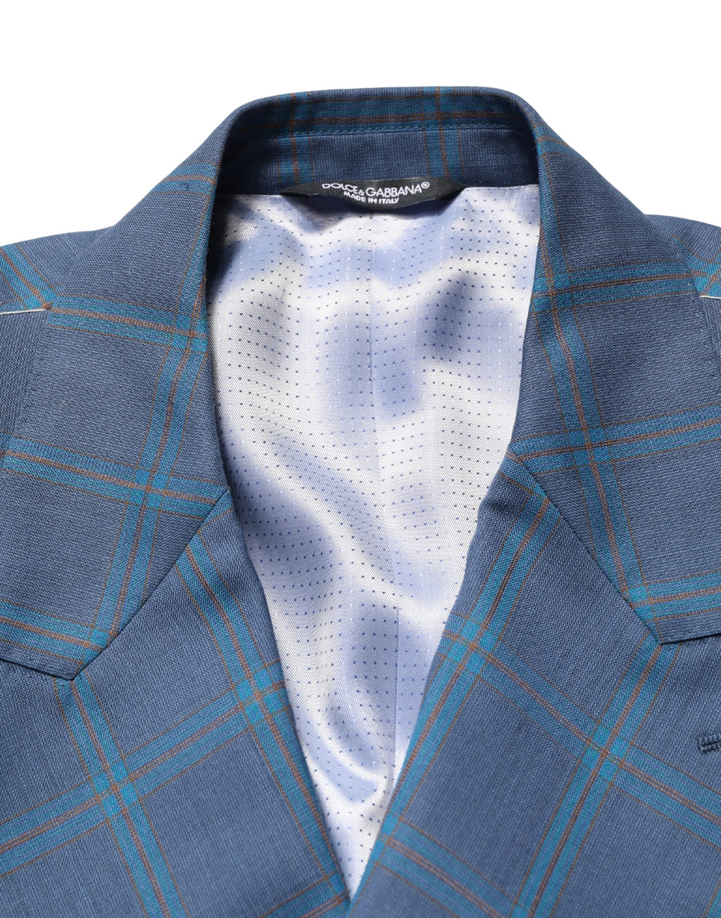 Dolce & Gabbana Men's Blue Plaid Double-Breasted Blazer