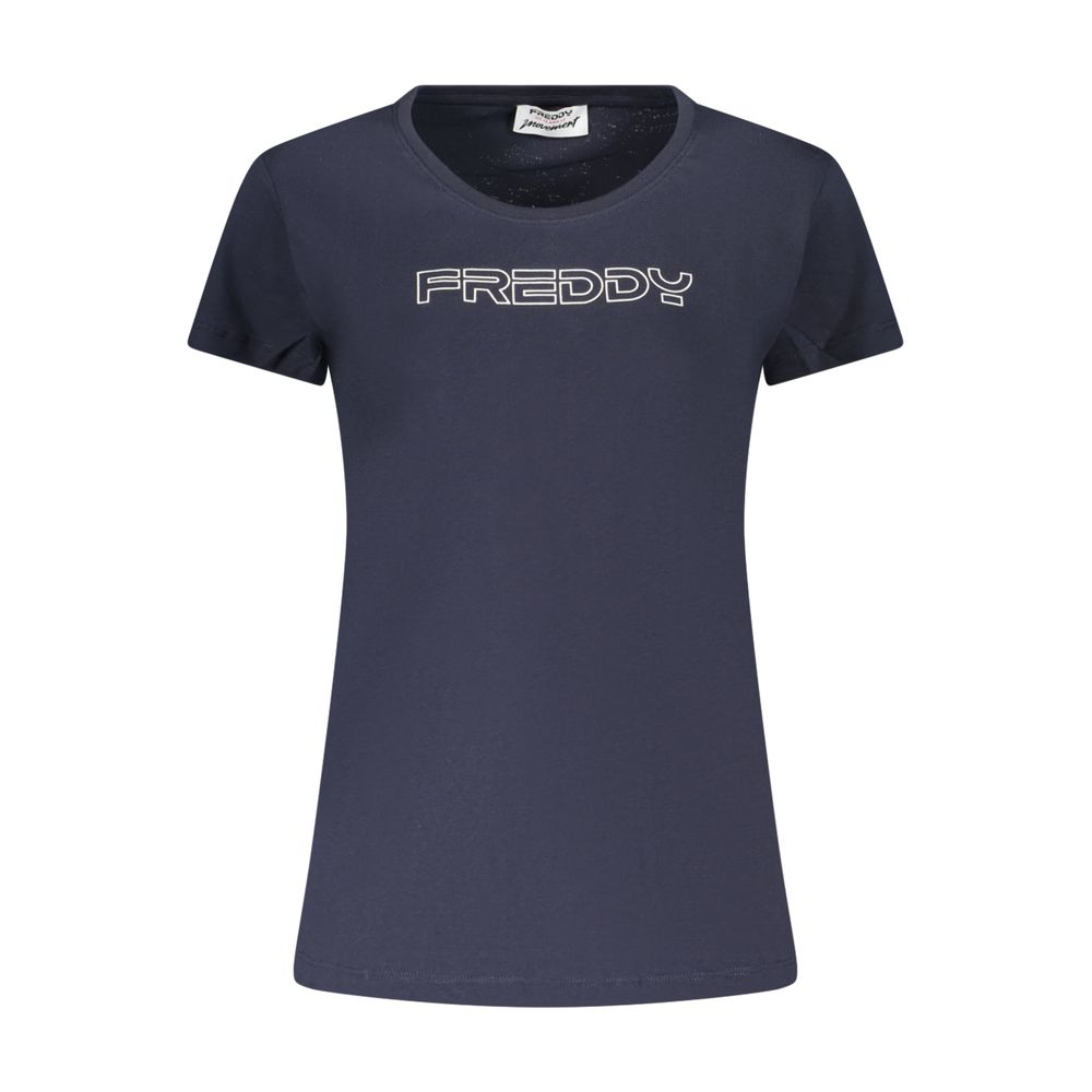 Freddy Blaues Baumwoll-T-Shirt für Damen