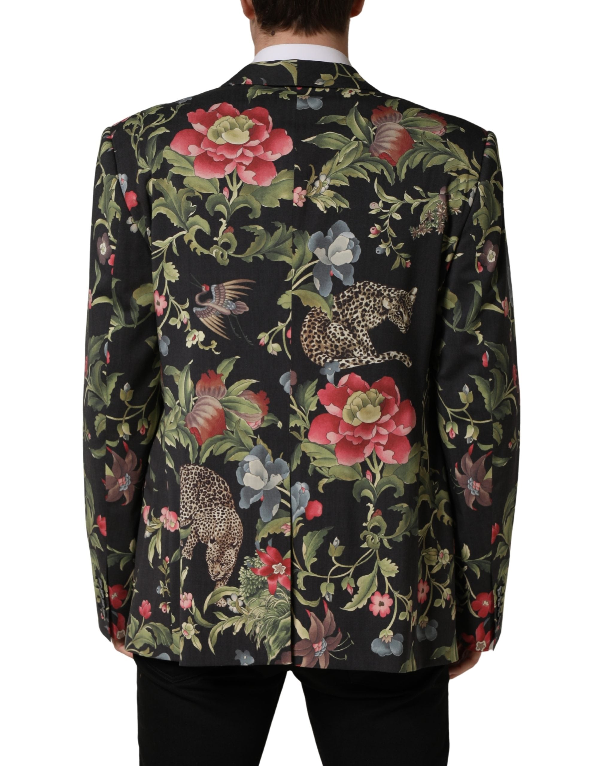 Dolce & Gabbana Mehrfarbige Blumen-Leoparden-Sakko mit 1 Knopf für Herren