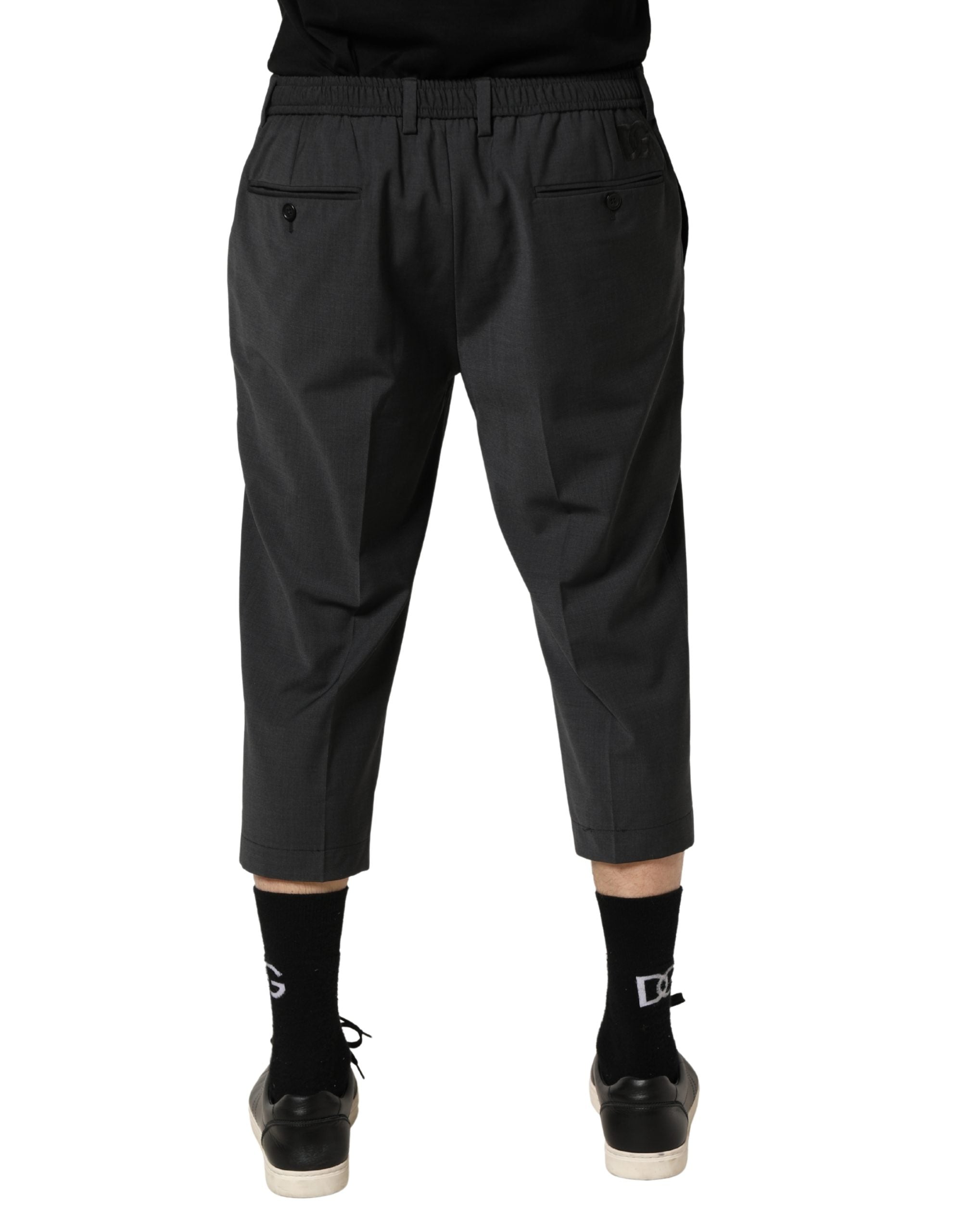 Dolce & Gabbana Dunkelgraue Woll-Chino-Hose in Cropped-Passform