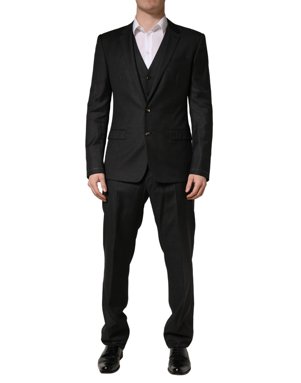 Dolce & Gabbana Men's Black Slim-Fit 3-Piece Wool Suit