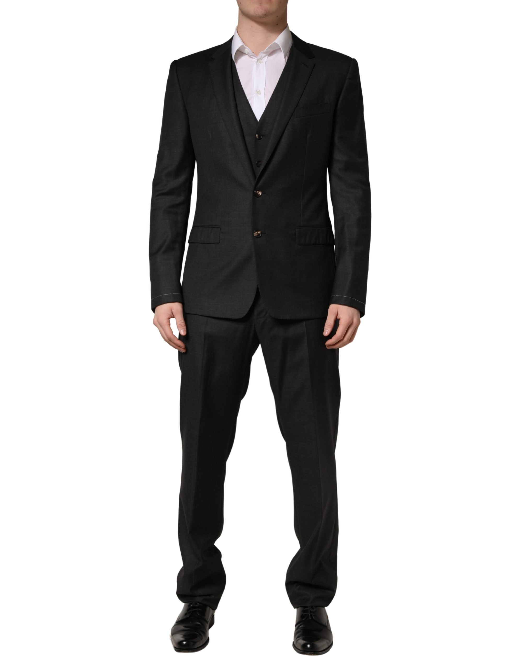 Dolce & Gabbana Men's Black Slim-Fit 3-Piece Wool Suit