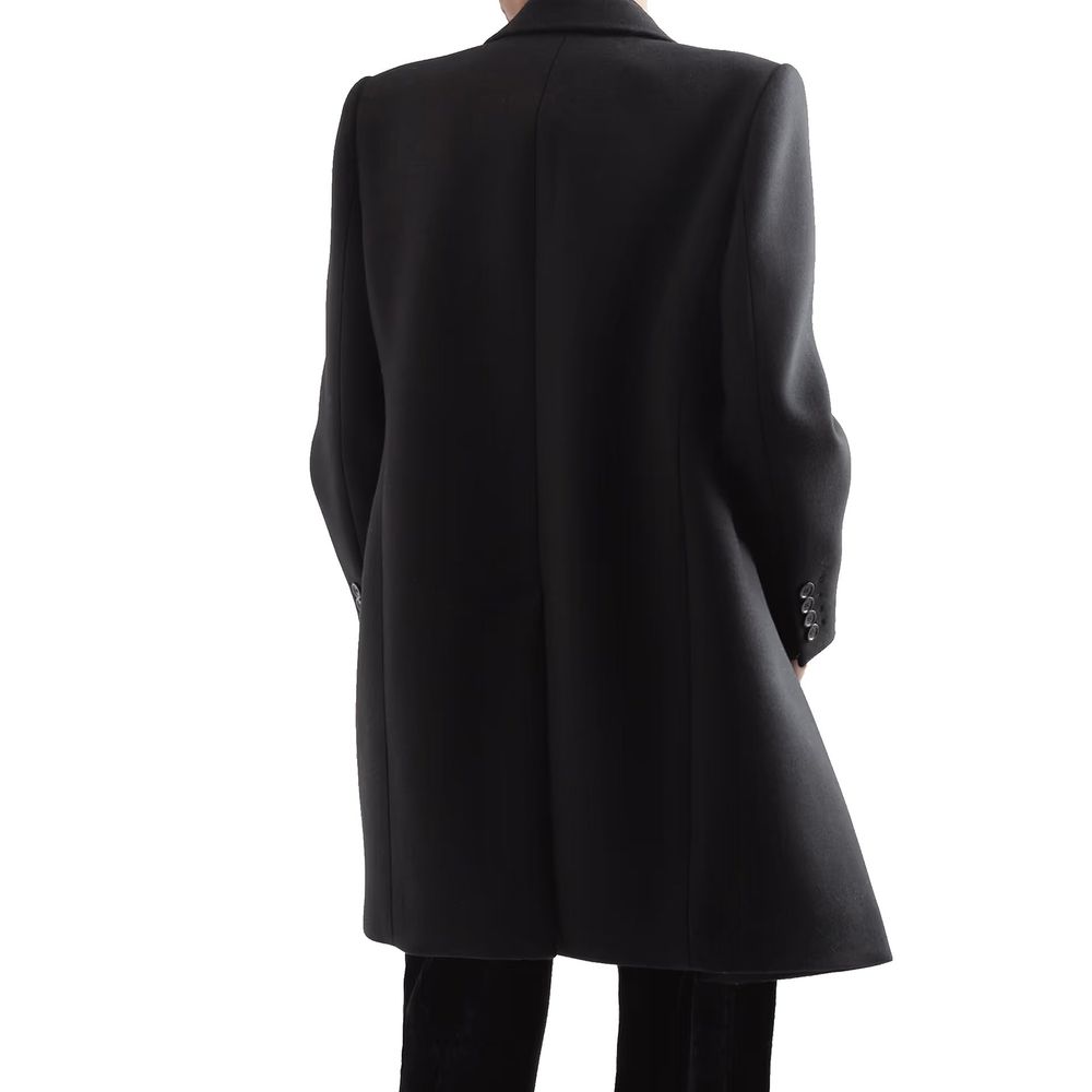 Saint Laurent Schwarzer Wollmantel