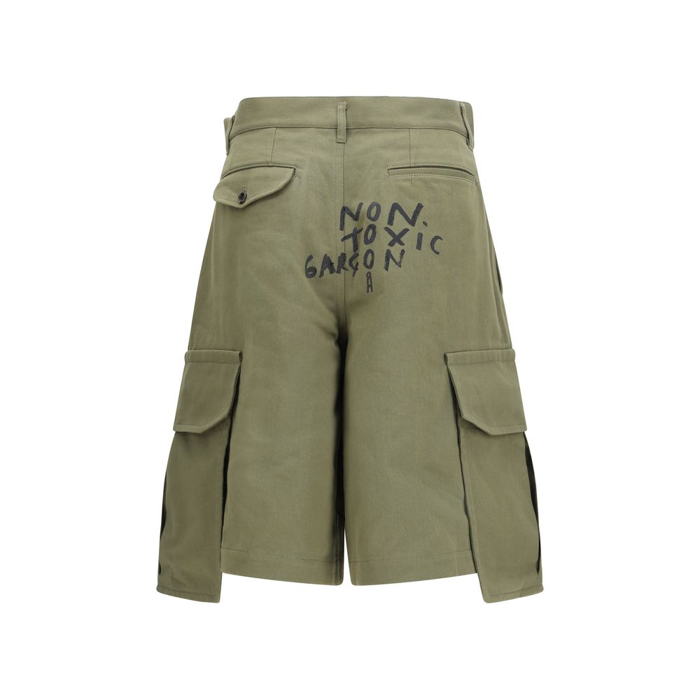 Comme Des Garçons Zweifarbige Baumwoll-Bermudashorts