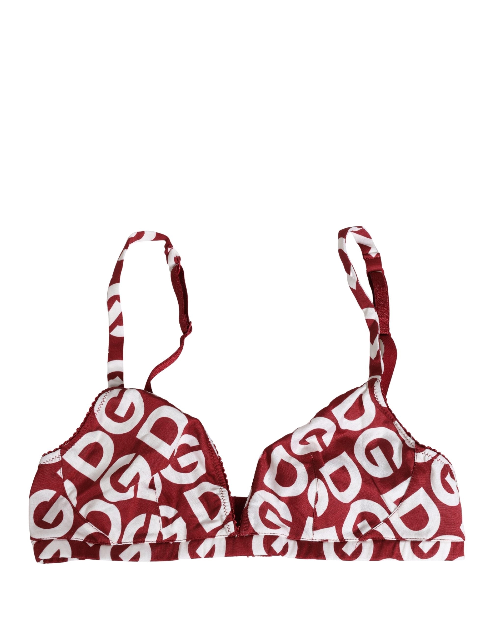 Dolce & Gabbana Roter BH mit Logo-Monogramm aus Baumwolle, Soft Cup