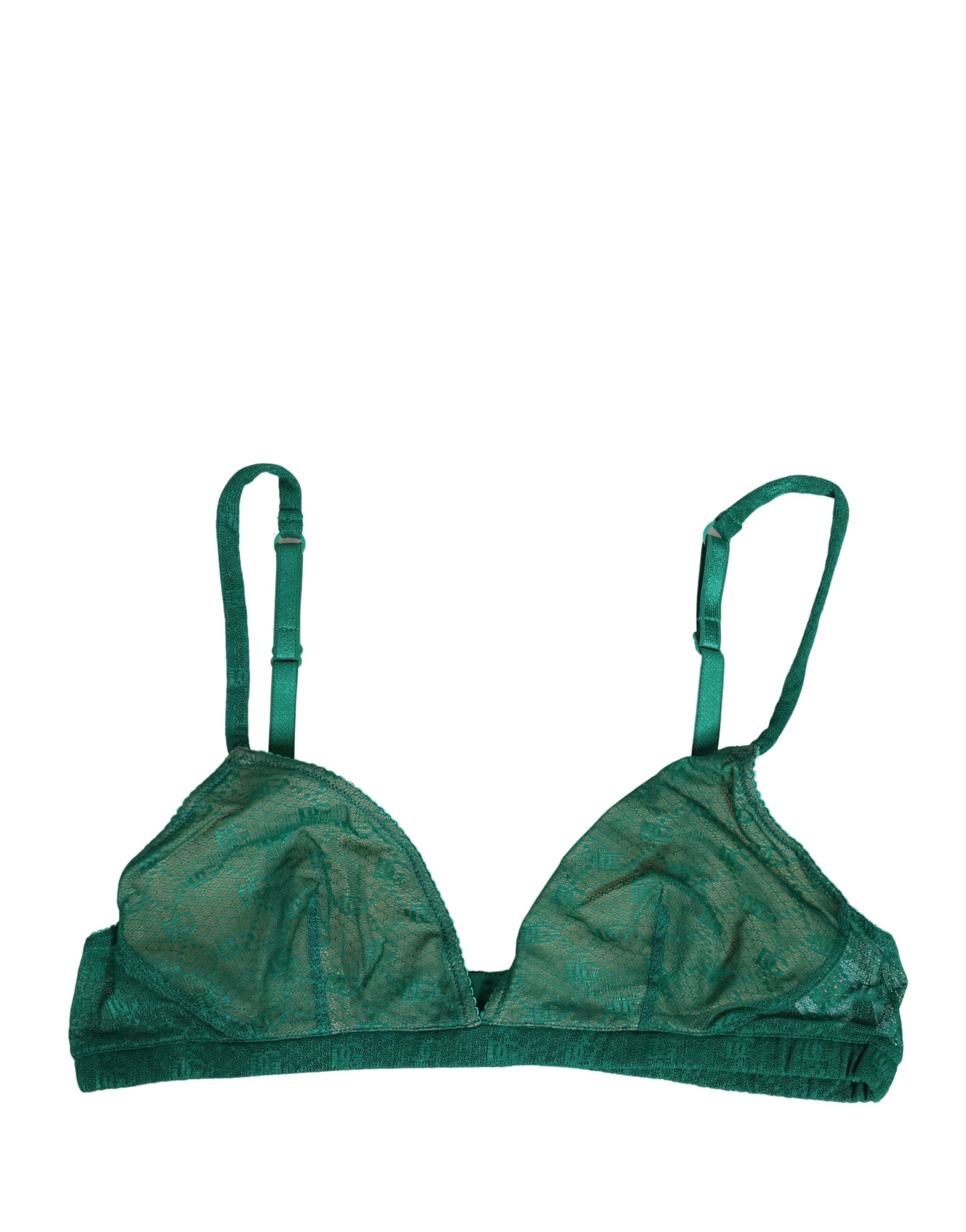 Dolce & Gabbana Grüner Stretch-Nylon-Bügelloser BH