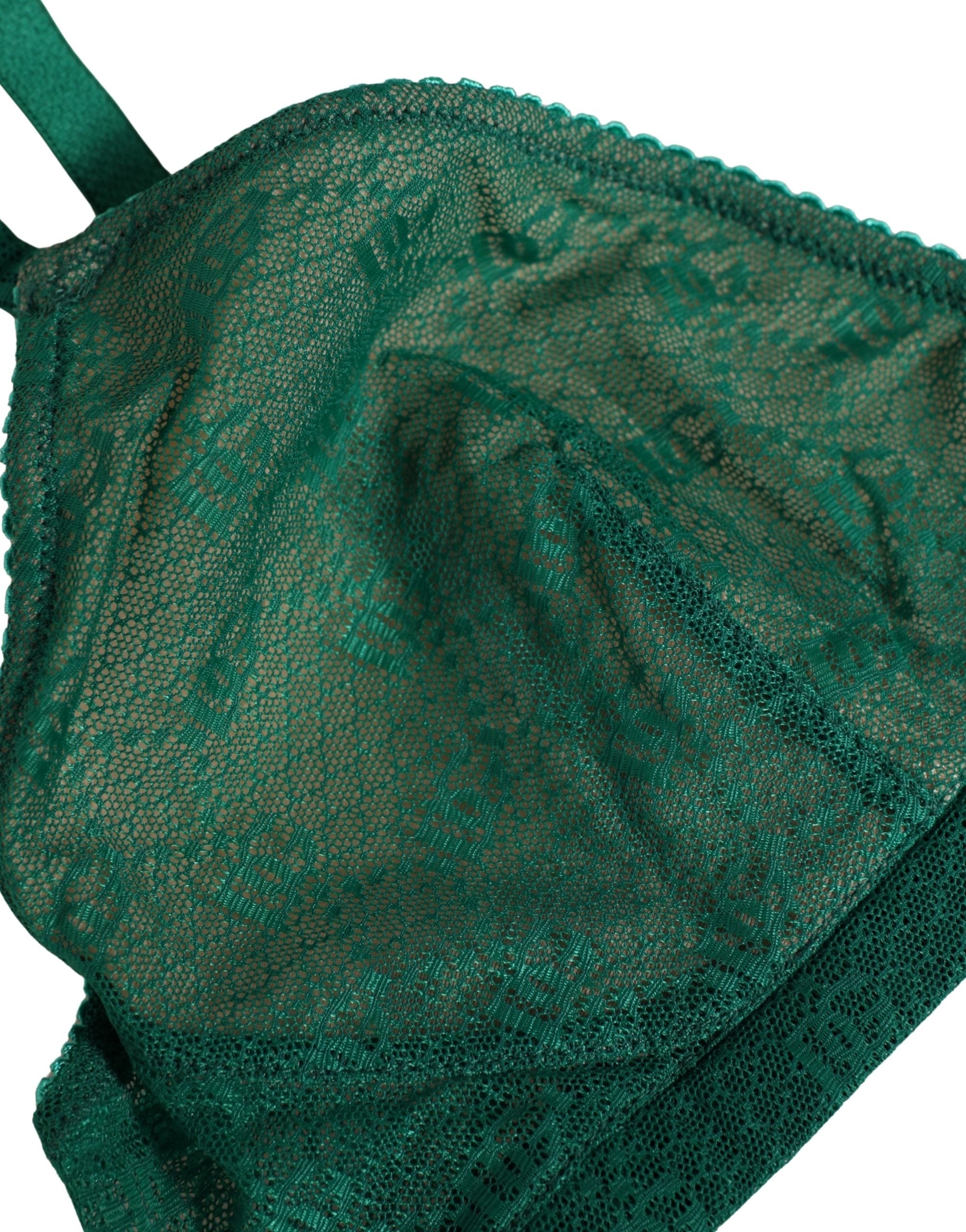 Dolce & Gabbana Grüner Stretch-Nylon-Bügelloser BH