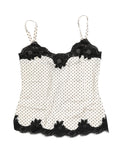 Dolce & Gabbana Weiße Spitzen-Camisole mit Tupfenmuster